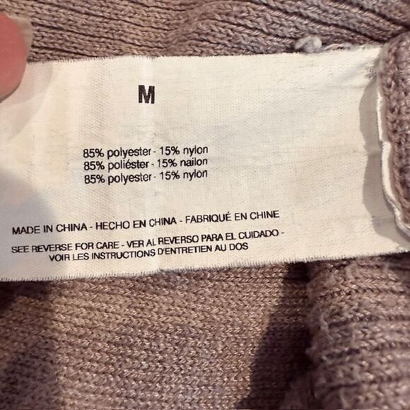 Ella Moss Mauve Ribbed Knit Tunic Sweater V-Neck Long Sleeve Size Medium - Picture 6 of 12